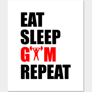 eat sleep gym repeat Posters and Art